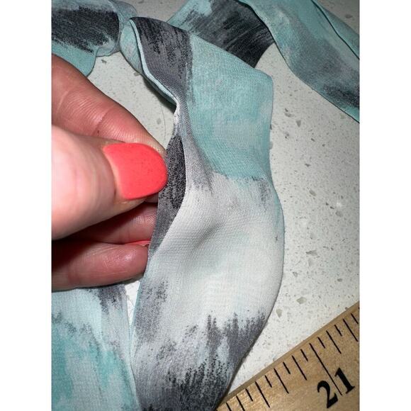 Blair Faux Wrap Dress Watercolor  aqua gray 14P Ruffles Sheer Y2K Coquette Fairy - Picture 13 of 15